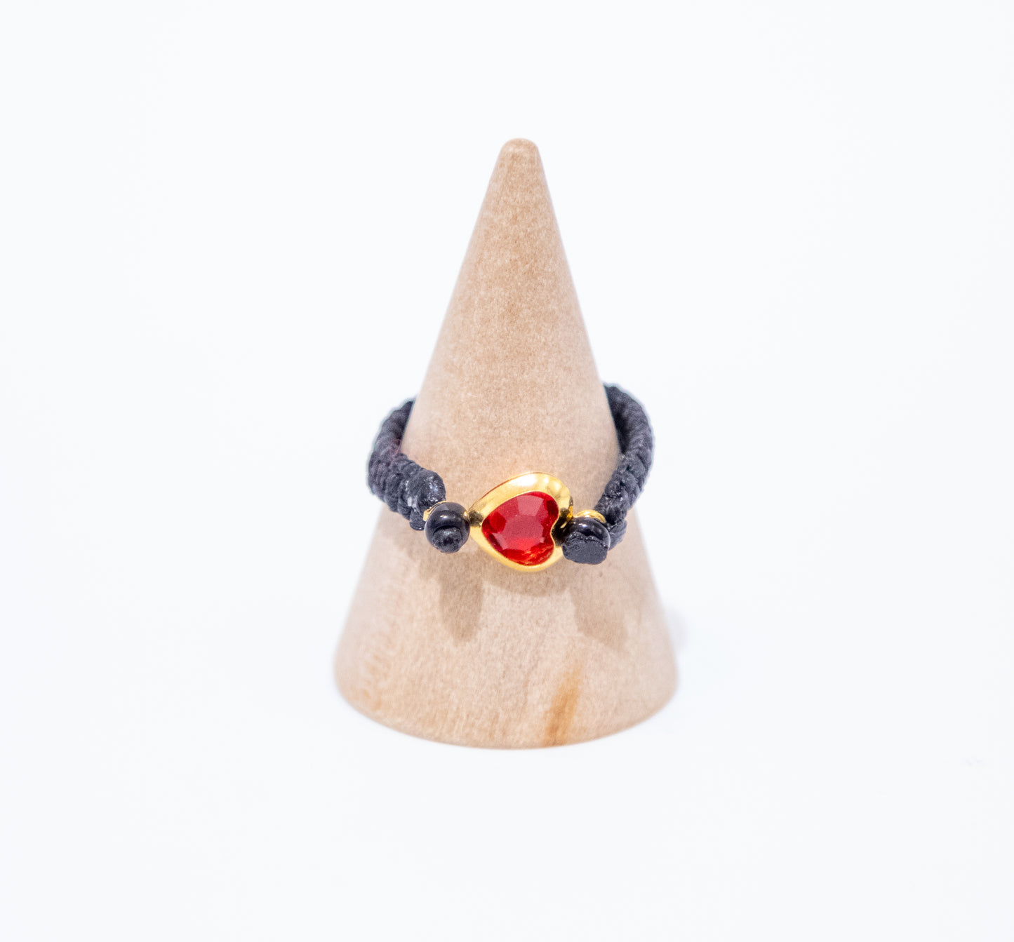 Cord Ring with Heart Stone