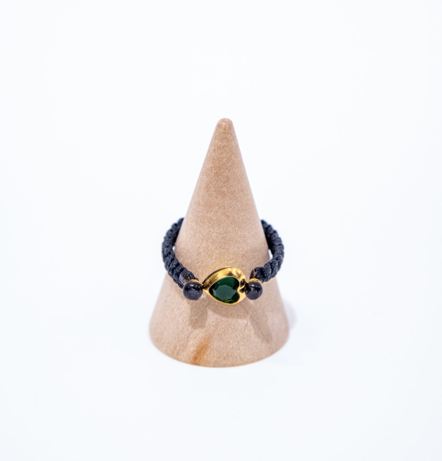 Cord Ring with Heart Stone