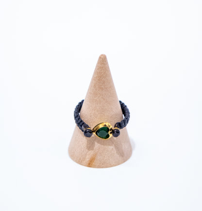 Cord Ring with Heart Stone