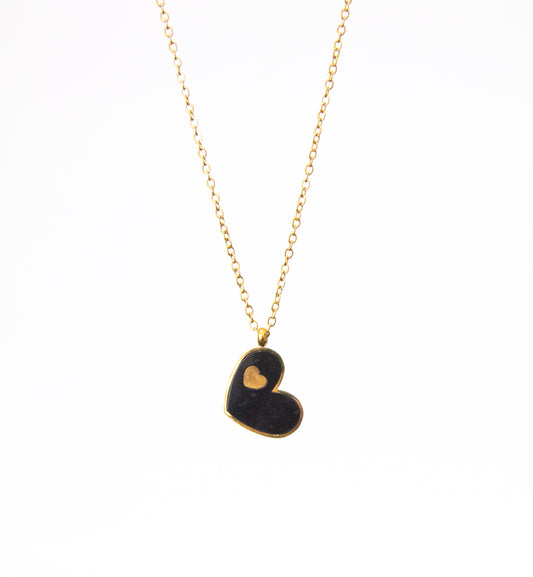 Sideways Heart with Baby Gold Heart Necklace