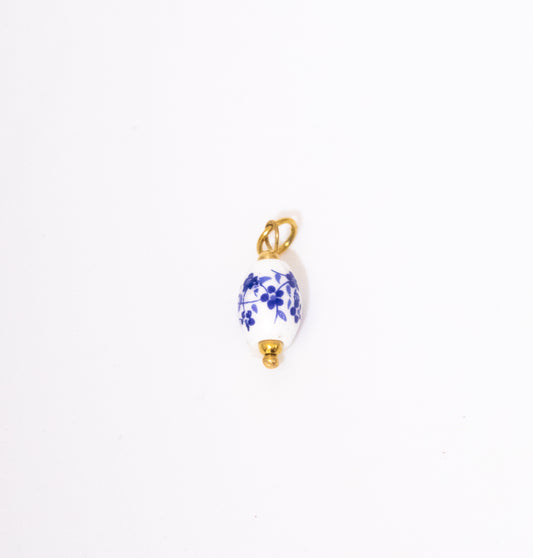 Barrel Shaped Floral Ceramic Charm
