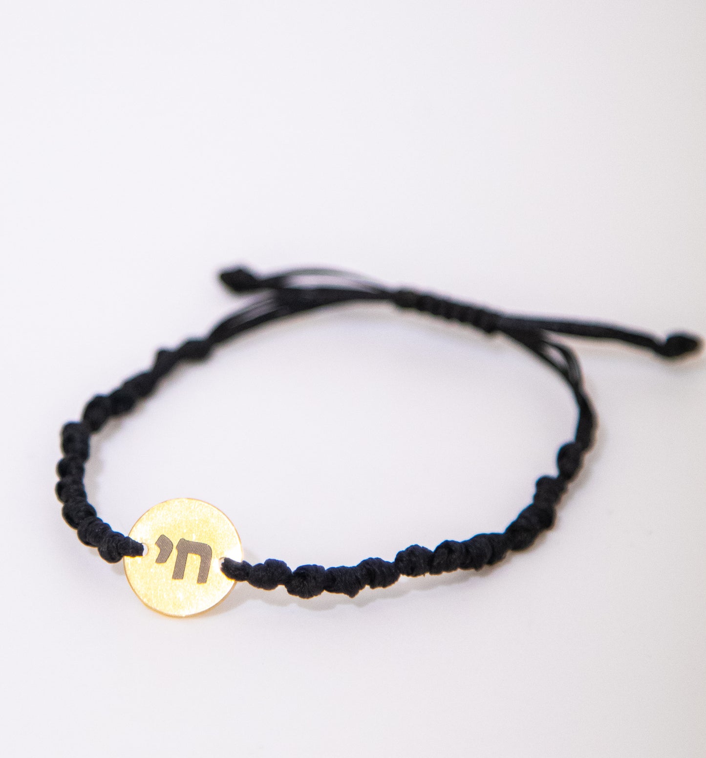 Knotted Cord Bracleet with Chai Disc