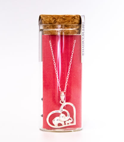 Elephant and Calf Heart Necklace