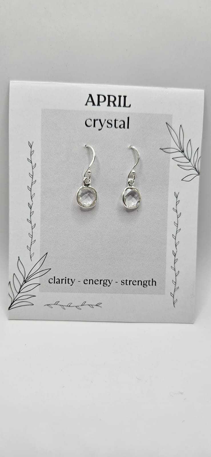 April Birthstone Sterling Silver Earrings
