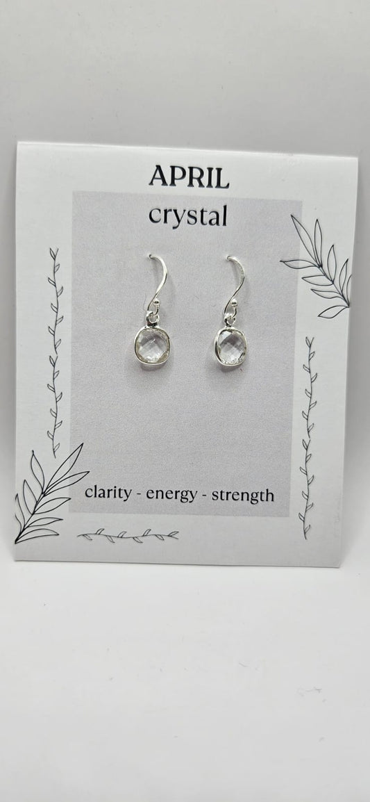 April Birthstone Sterling Silver Earrings