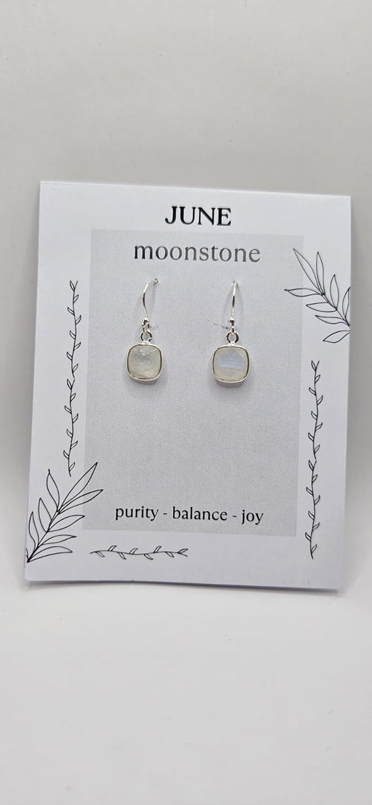 June Birthstone Sterling Silver Earrings