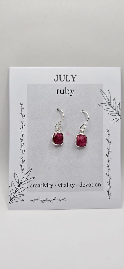 July Birthstone Sterling Silver Earrings