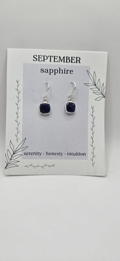 September Birthstone Sterling Silver Earrings