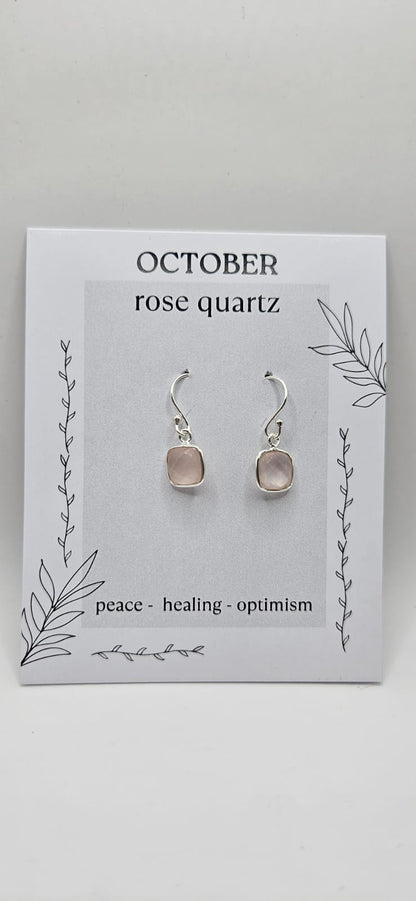 October Birthstone Sterling Silver Earrings