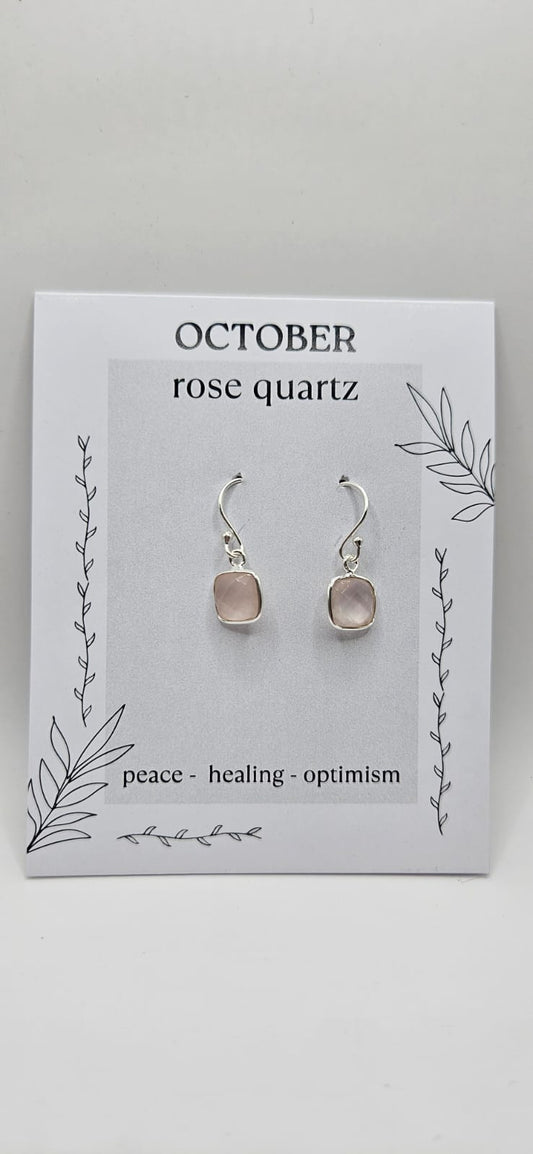 October Birthstone Sterling Silver Earrings