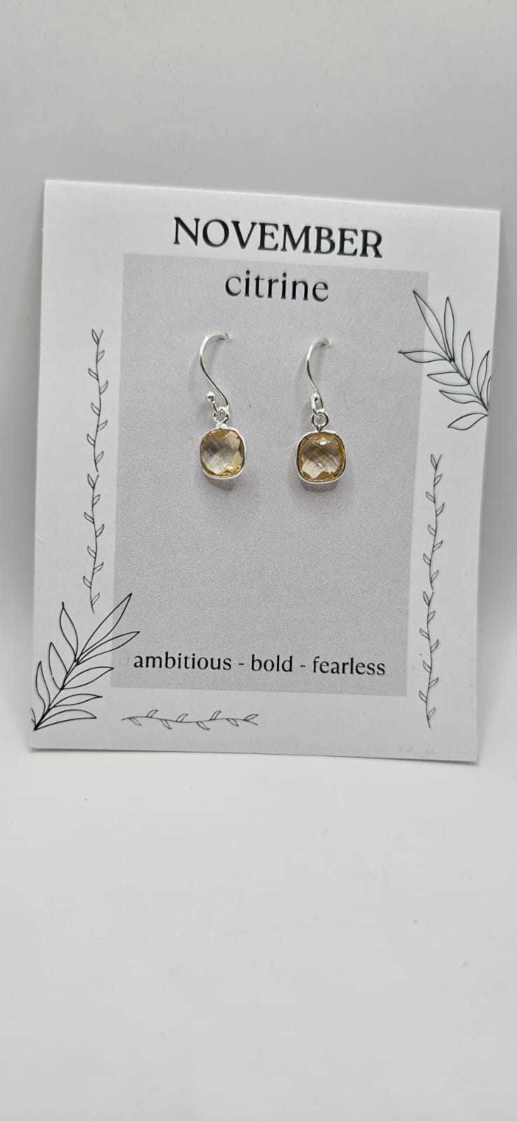 November Birthstone Sterling Silver Earrings