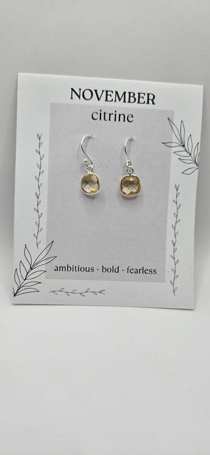 November Birthstone Sterling Silver Earrings