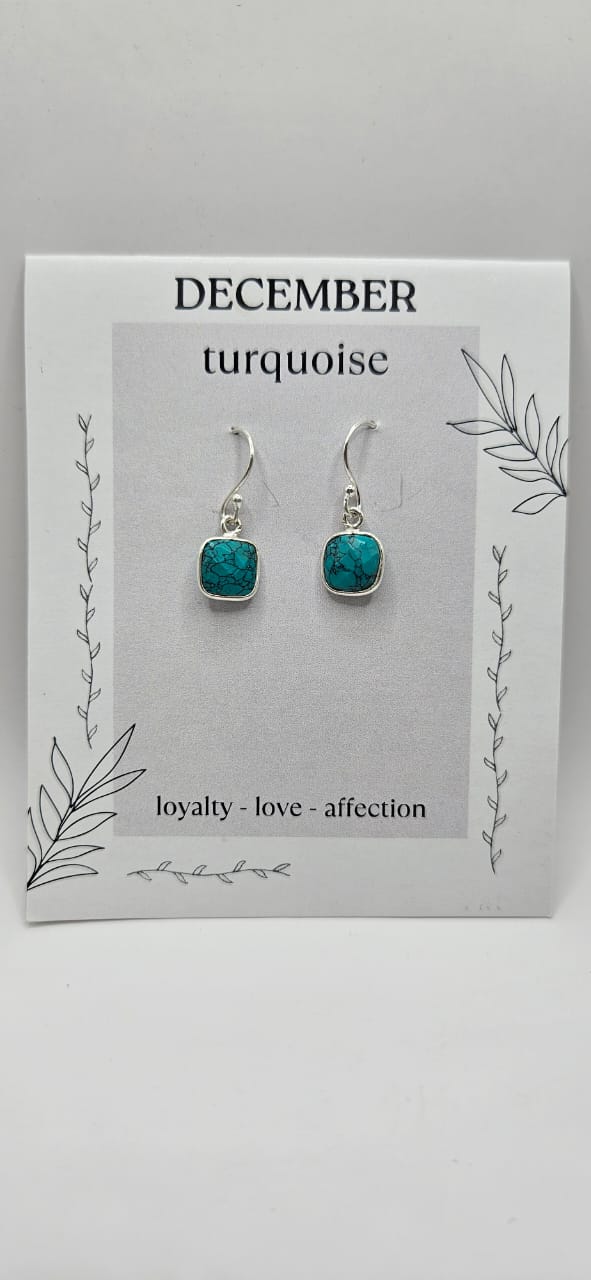 December Birthstone Sterling Silver Earrings
