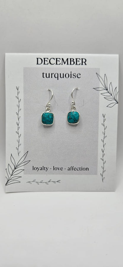 December Birthstone Sterling Silver Earrings