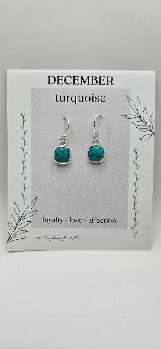 December Birthstone Sterling Silver Earrings