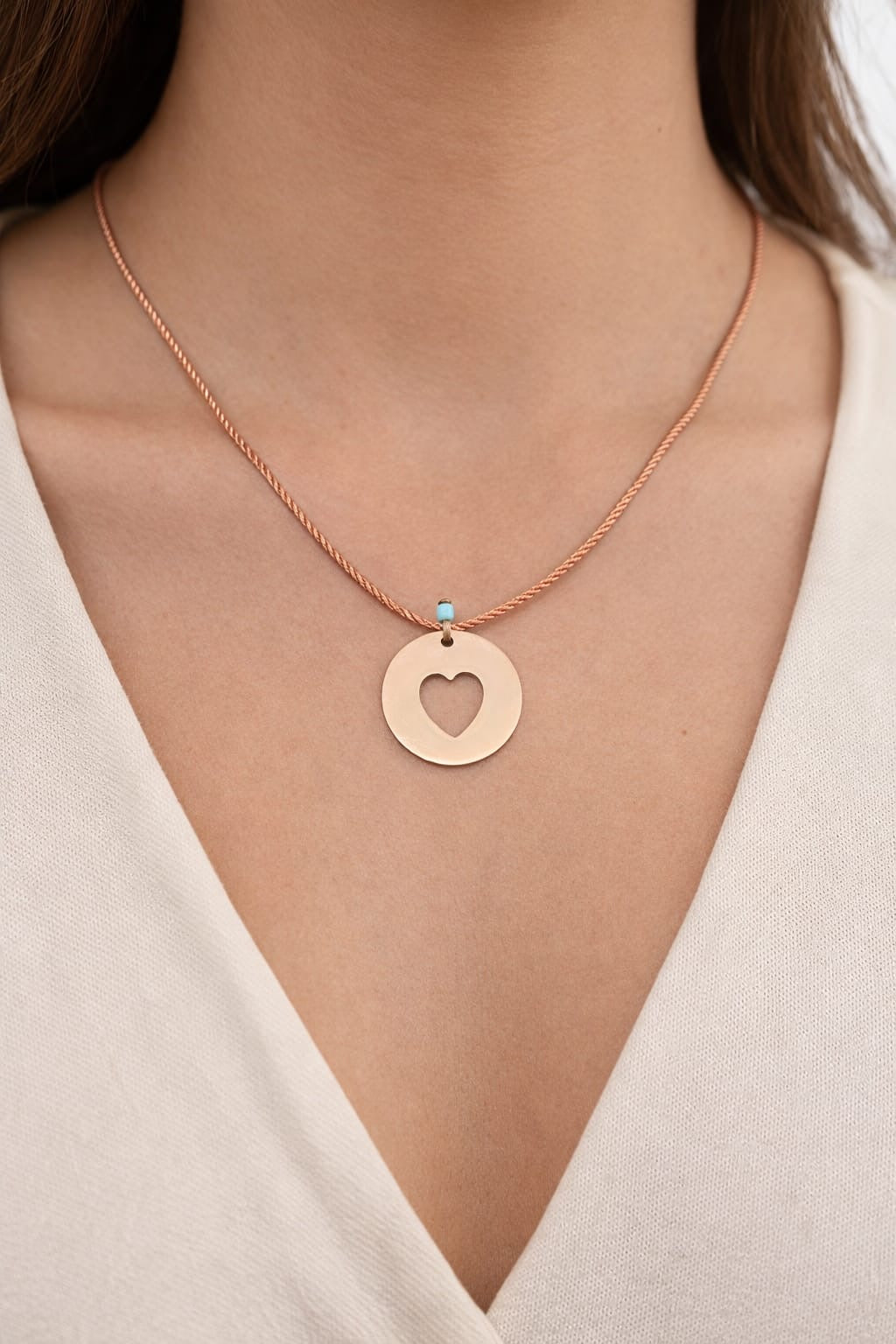 Cut Out Heart On Cord Necklace
