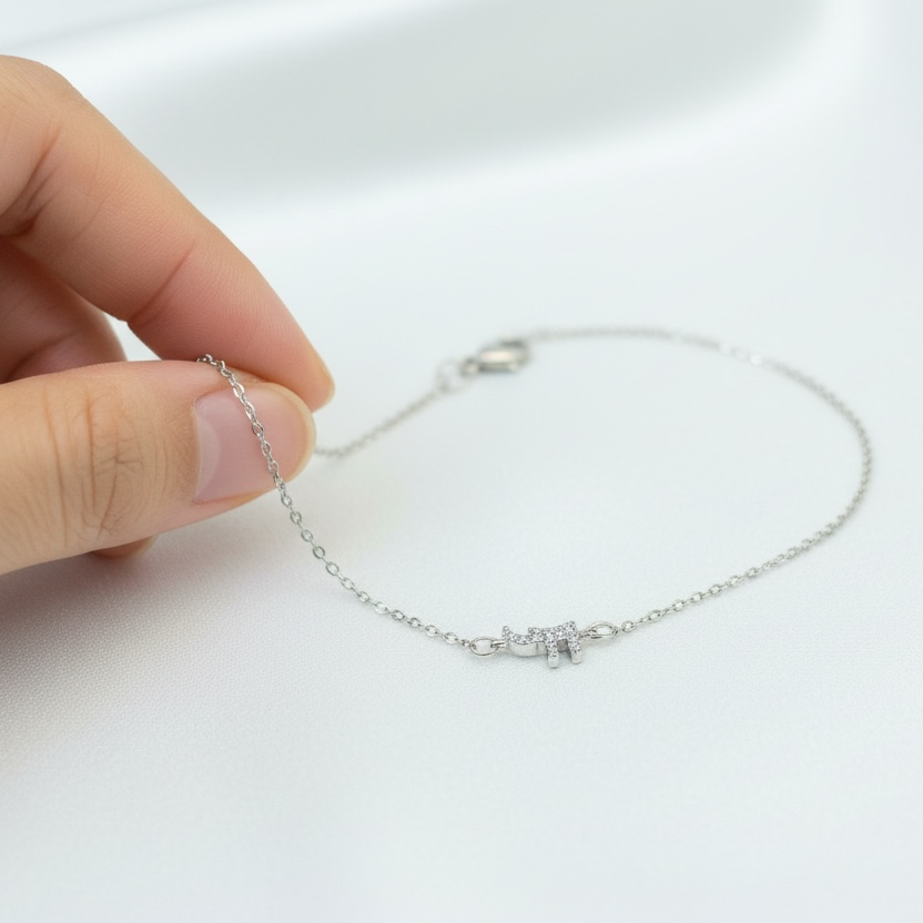 Dainty Pave Chai Bracelet