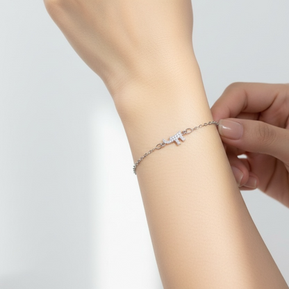 Dainty Pave Chai Bracelet